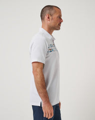 White Travis Mathew Good Good Chest Stripe Polo