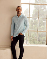 Cory Blue Travis Mathew Featherweight Long Sleeve Polo