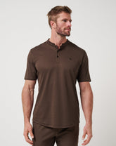 Chocolate Brown Travis Mathew Winning Record Henley Polo