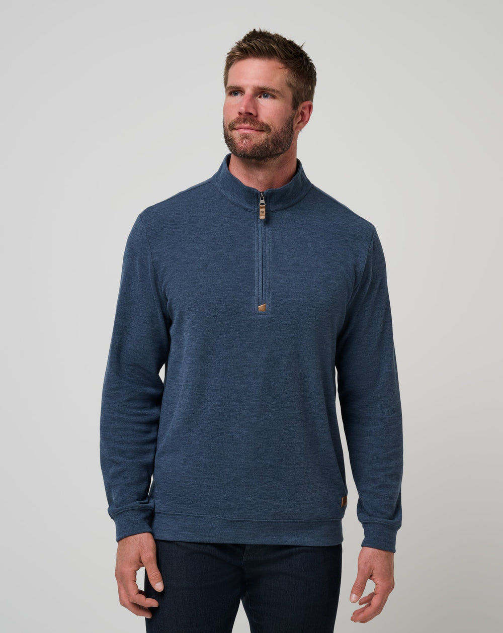 Heather Navy Travis Mathew Cloud Sweater Quarter Zip