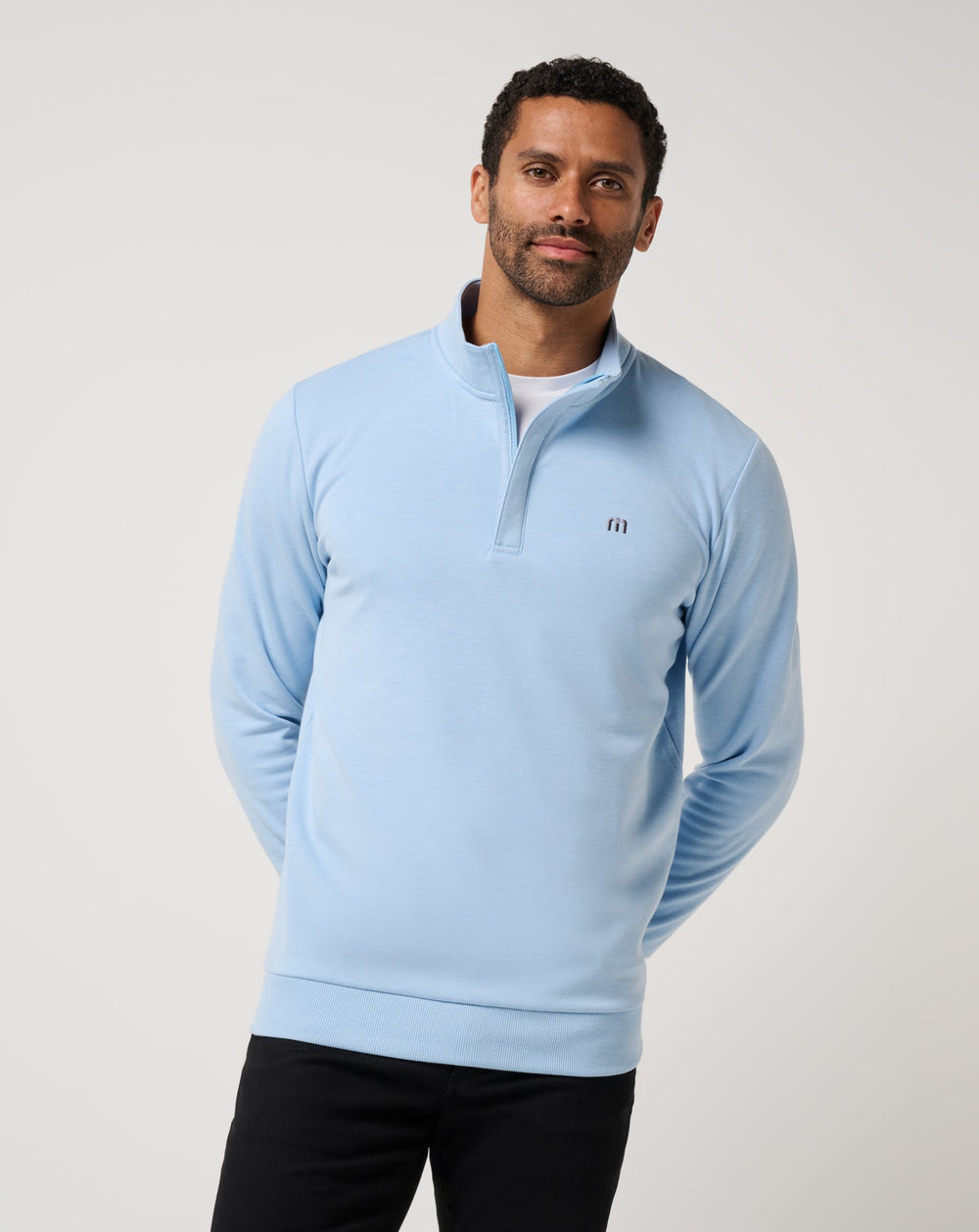 Heather Powder Blue Travis Mathew Cloud Quarter Zip 2.0