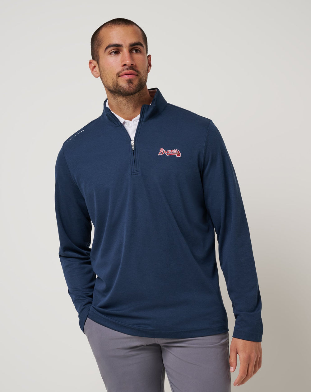 Navy Travis Mathew Atlanta Braves Time To Tailgate Quarter Zip