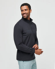 Black/Coronet Travis Mathew Upgraded Fleece Chest Stripe Quarter Zip