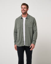 Dark Olive Travis Mathew Cloud Waffle Shirt Jacket