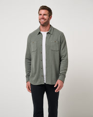 Dark Olive Travis Mathew Cloud Waffle Shirt Jacket