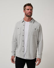 Heather Light Grey Travis Mathew Cloud Waffle Shirt Jacket