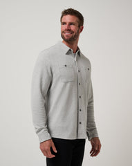 Heather Light Grey Travis Mathew Cloud Waffle Shirt Jacket