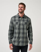 Dark Olive Travis Mathew Cloud Flannel Plaid Button-Up