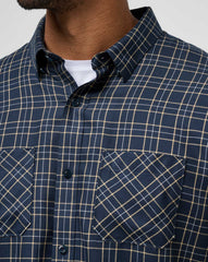 Total Eclipse/Apricot Travis Mathew Cloud Flannel Plaid Button-Up