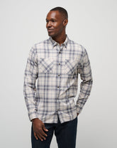 Oxford Tan/Plum Travis Mathew Cloud Flannel Plaid Button-Up