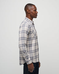 Oxford Tan/Plum Travis Mathew Cloud Flannel Plaid Button-Up