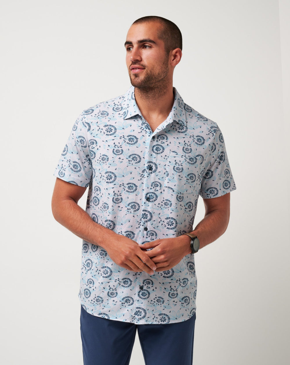 White Travis Mathew Knit Flourish Button-Up