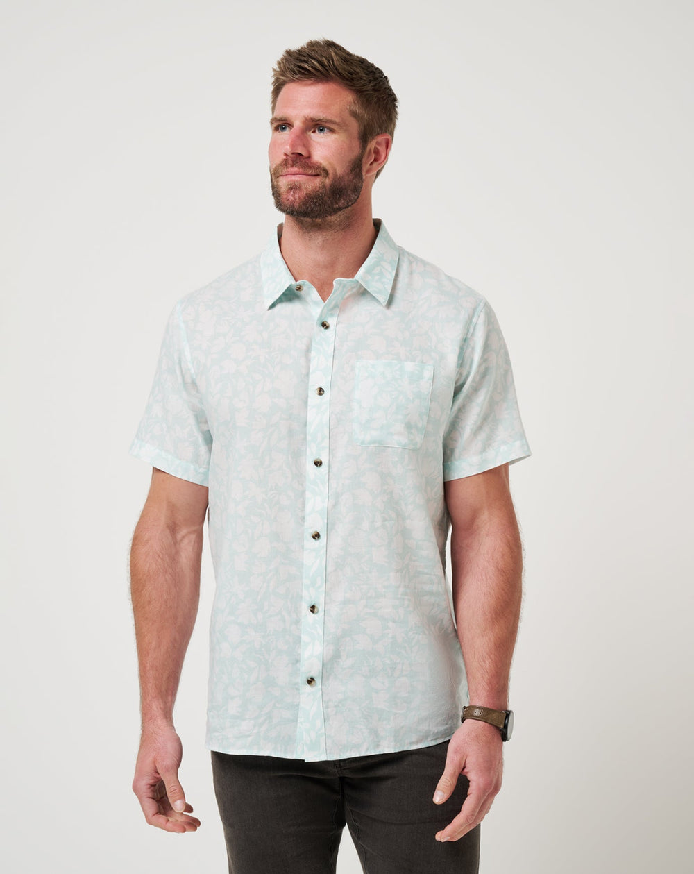 Eggshell Blue Travis Mathew Double Room Button-Up