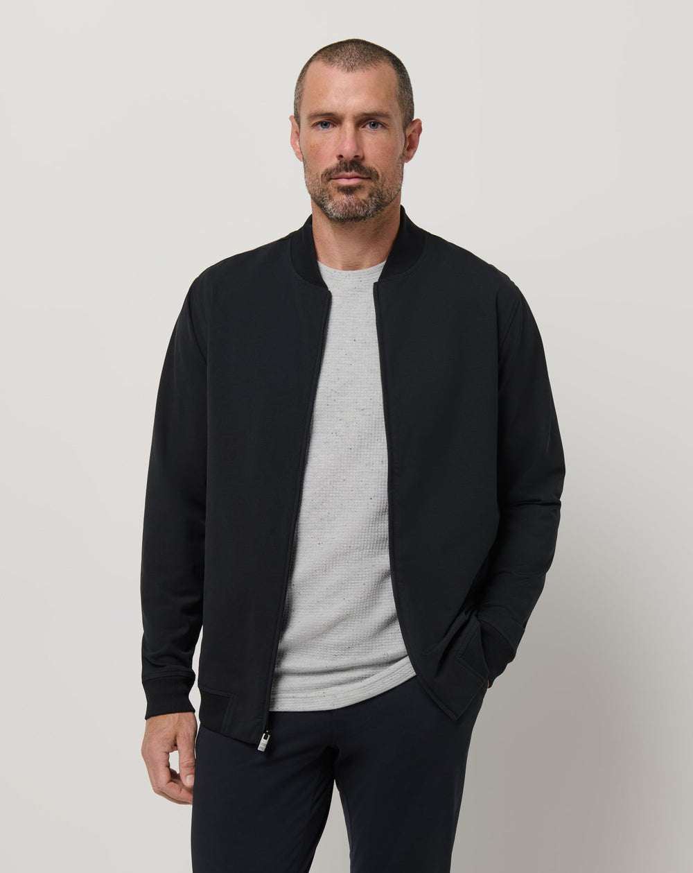 Black Travis Mathew Stretchknit Bomber Jacket
