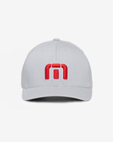 Heather Grey Travis Mathew Red White Iconic Snapback Hat