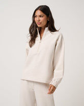 Heather Brazillian Sand Travis Mathew Cloud Fleece Clubside Half Zip