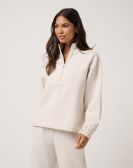 Heather Brazillian Sand Travis Mathew Cloud Fleece Clubside Half Zip