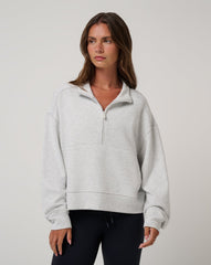 Heather Light Grey Travis Mathew Skyloft Soft Half Zip 2.0