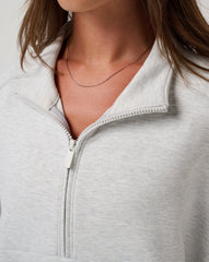 Heather Light Grey Travis Mathew Skyloft Soft Half Zip 2.0