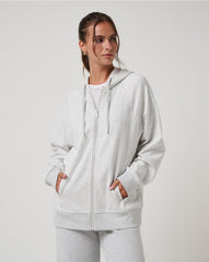 Heather Light Grey Travis Mathew Off Script 2.0 Cloud Full Zip Hoodie