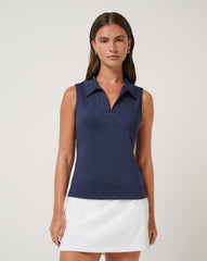 Heather Navy Blazer Travis Mathew Skyloft Light Sleeveless Polo