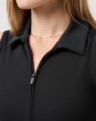 Black Travis Mathew Moveknit Rib Zip Polo