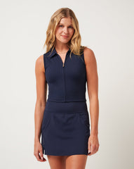 Navy Blazer Travis Mathew Moveknit Rib Zip Polo
