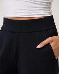 Black Travis Mathew Friday Doubleknit Utility Wide Leg Pant