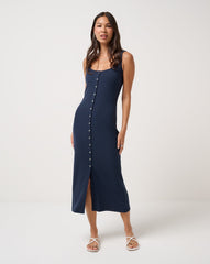 Navy Blazer Travis Mathew Cloud Rib Button Tank Dress