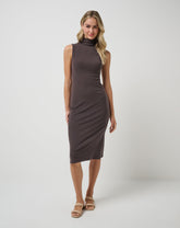 Coffee Grounds Travis Mathew Cloud Rib Mock Neck Dress