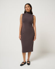 Coffee Grounds Travis Mathew Cloud Rib Mock Neck Dress