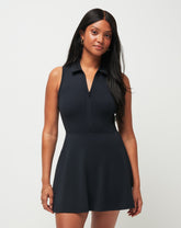 Black Travis Mathew Moveknit Sleeveless Polo Dress