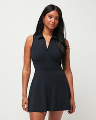 Black Travis Mathew Moveknit Sleeveless Polo Dress