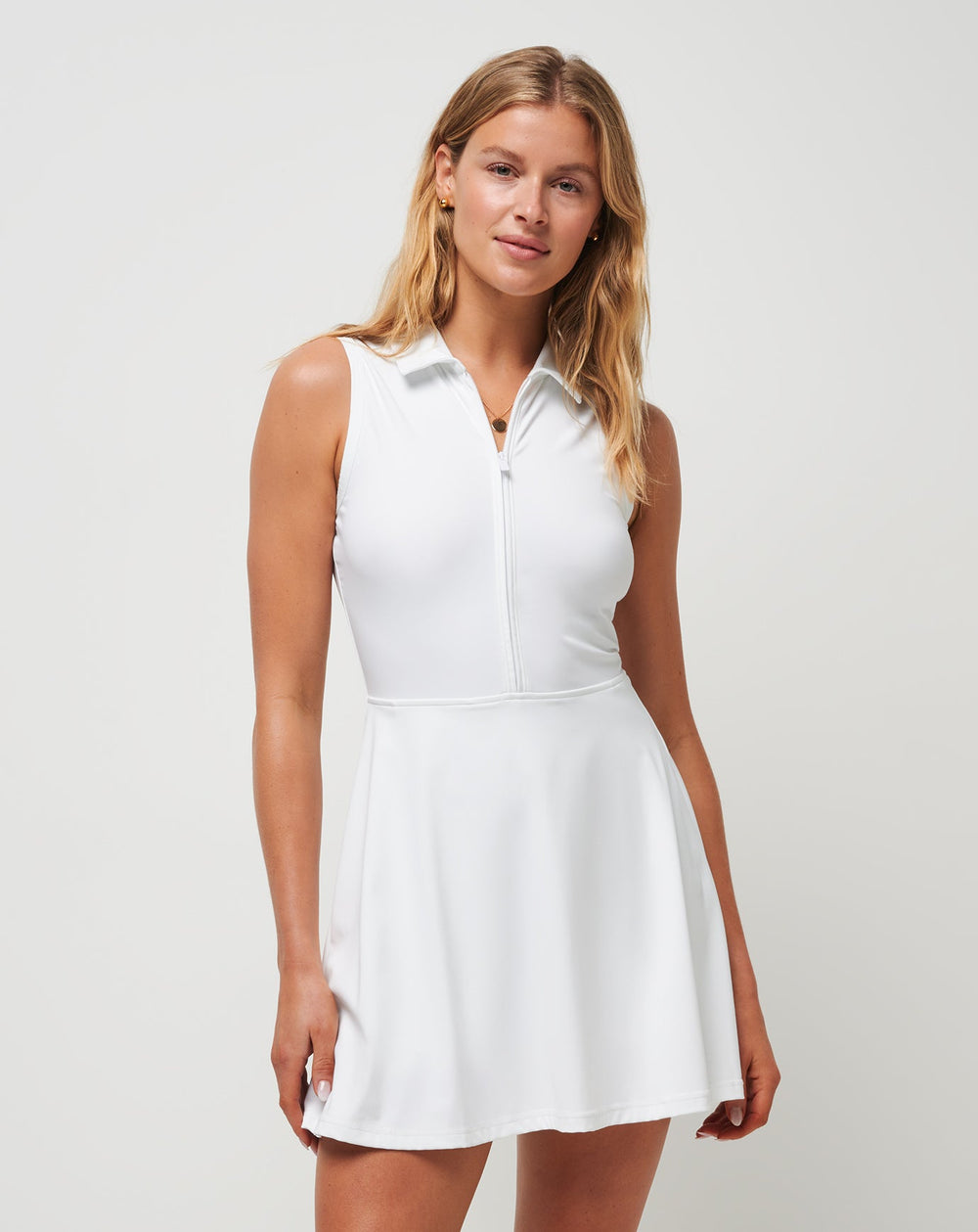 White Travis Mathew Moveknit Sleeveless Polo Dress