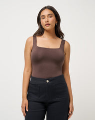 Heather Coffee Grounds Travis Mathew Skyline Tank Bodysuit