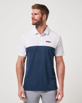 White/Navy Travis Mathew Mississippi Drop Back Polo