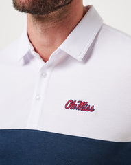 White/Navy Travis Mathew Mississippi Drop Back Polo