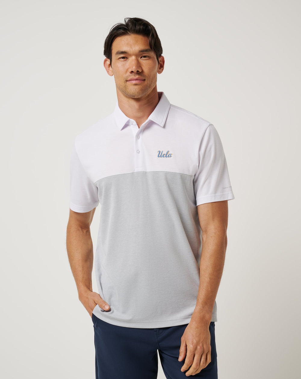 White/Heather Grey Travis Mathew UCLA Drop Back Polo