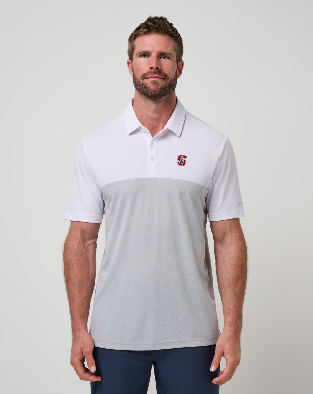 White/Heather Grey Travis Mathew Stanford Drop Back Polo