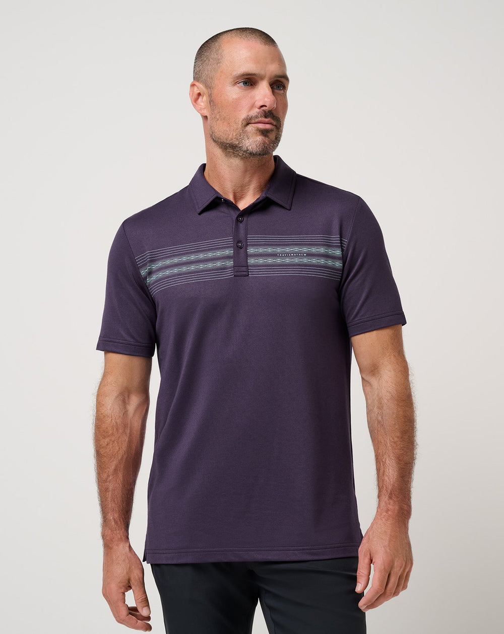 Purple Velvet Travis Mathew Featherweight Chest Stripe Polo