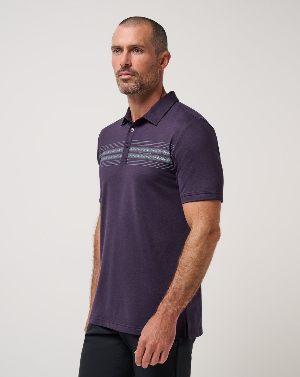 Purple Velvet Travis Mathew Featherweight Chest Stripe Polo
