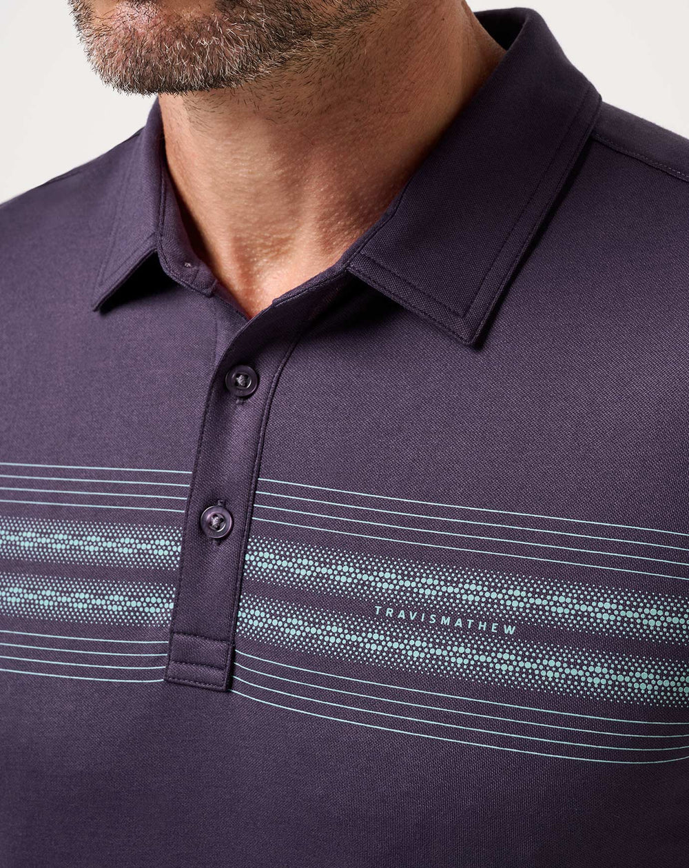 Purple Velvet Travis Mathew Featherweight Chest Stripe Polo
