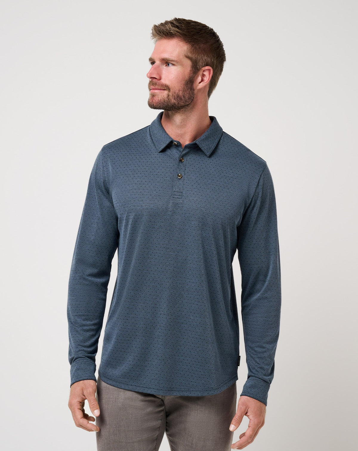 Navy Travis Mathew Handsome Town Long Sleeve Polo
