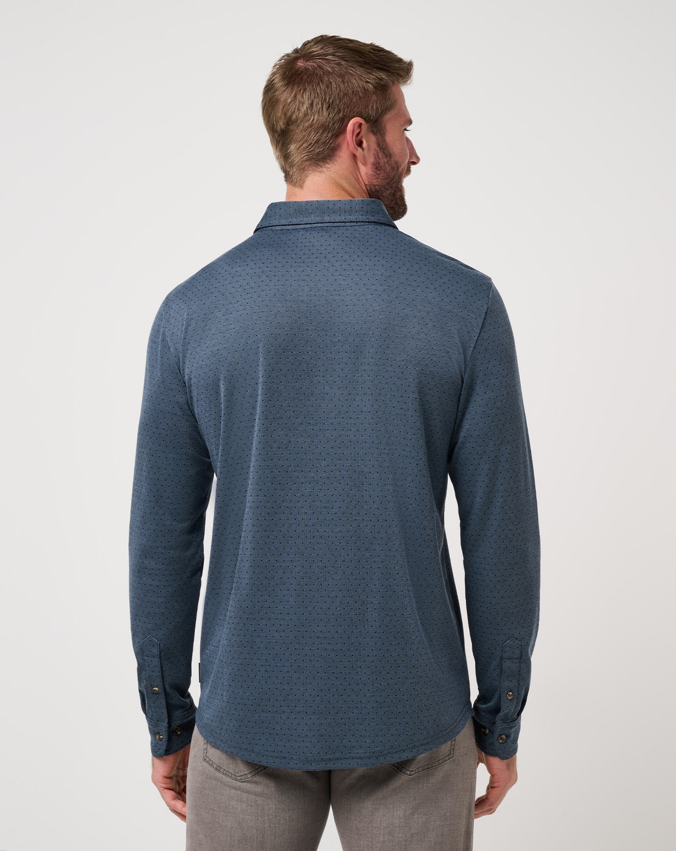 Navy Travis Mathew Handsome Town Long Sleeve Polo