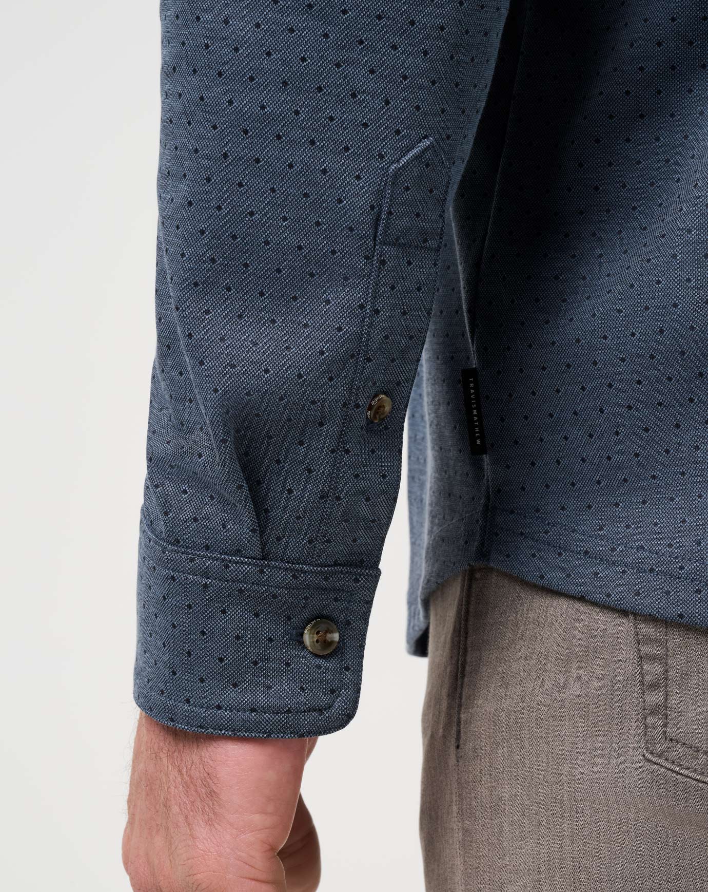 Navy Travis Mathew Handsome Town Long Sleeve Polo