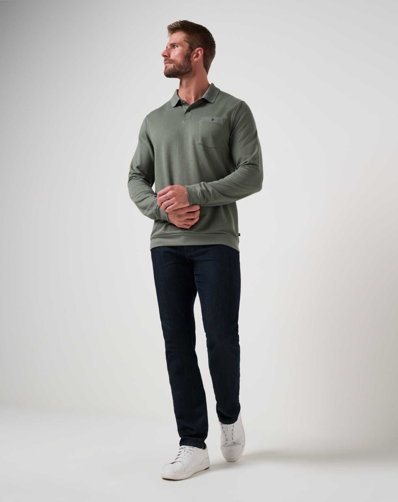 Dark Olive Travis Mathew December First Long Sleeve Polo