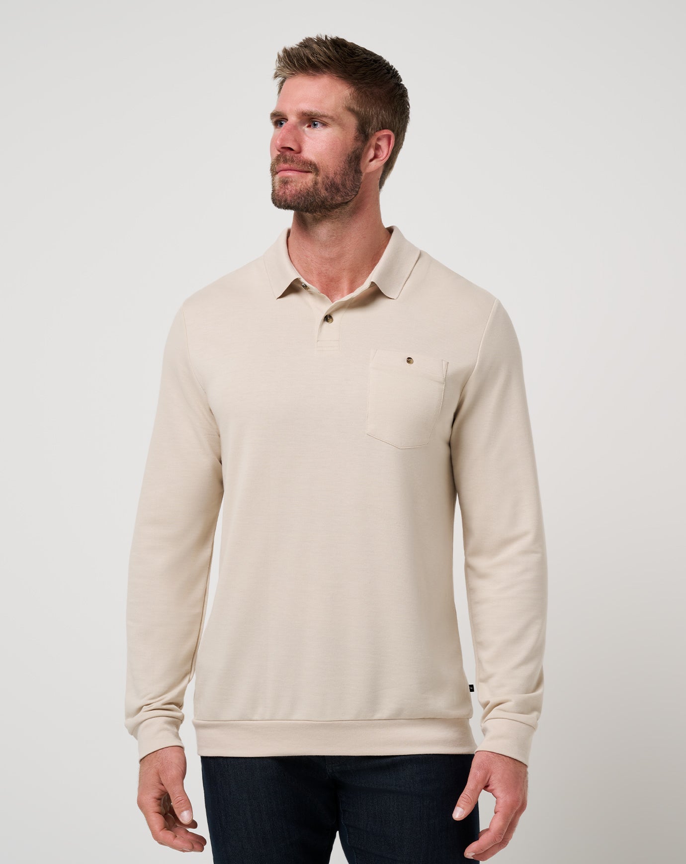 Italian Sand Travis Mathew December First Long Sleeve Polo