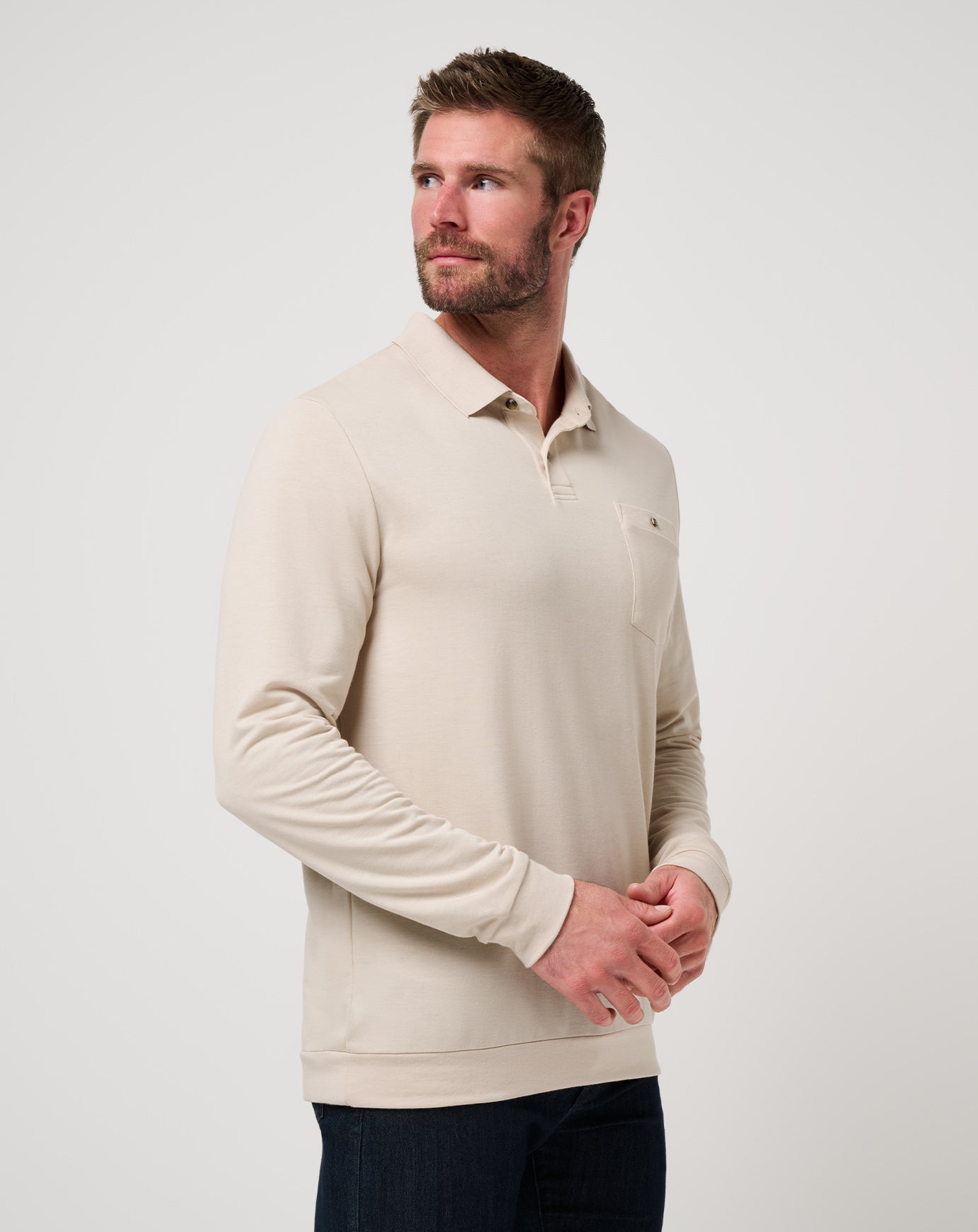 Italian Sand Travis Mathew December First Long Sleeve Polo