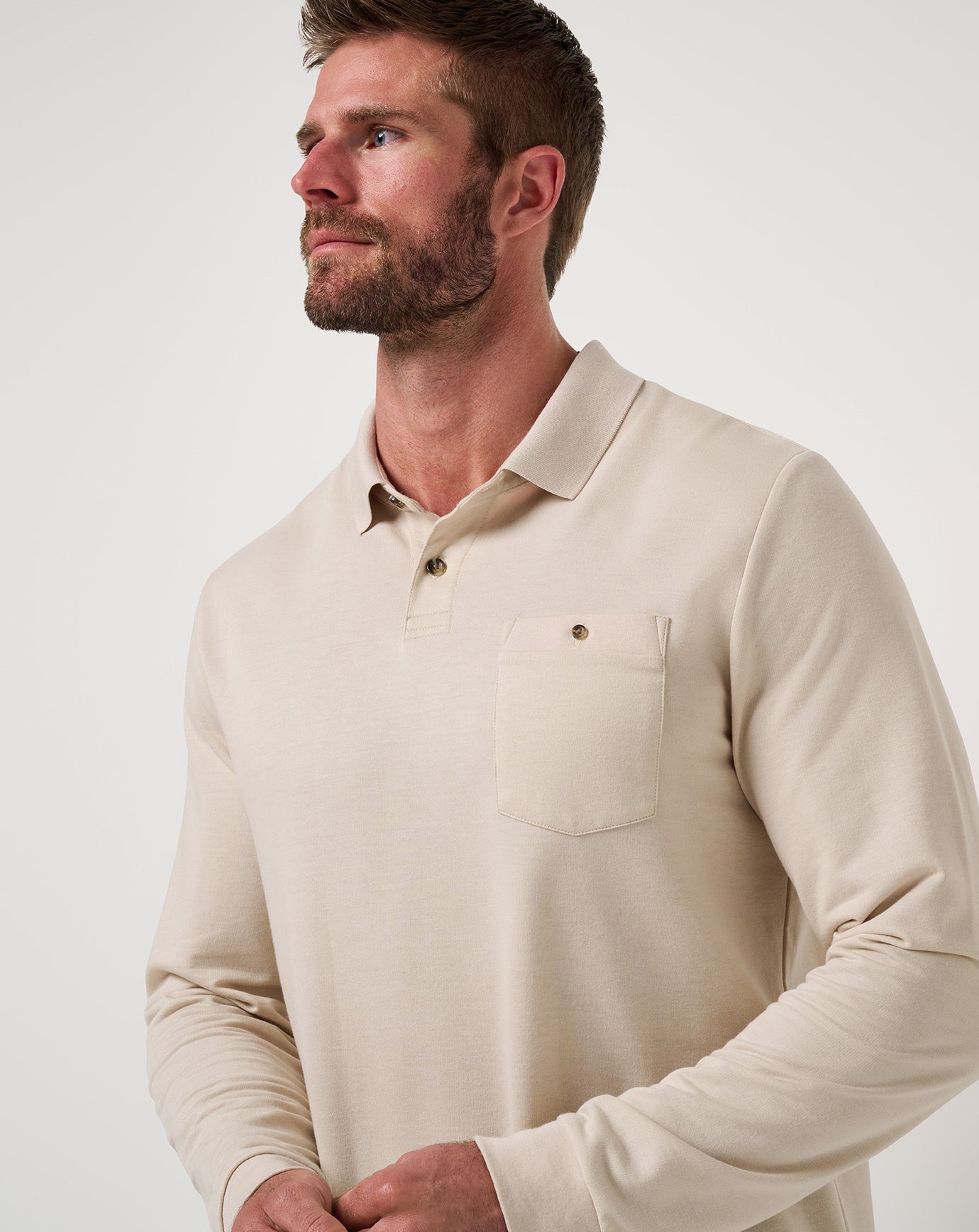 Italian Sand Travis Mathew December First Long Sleeve Polo