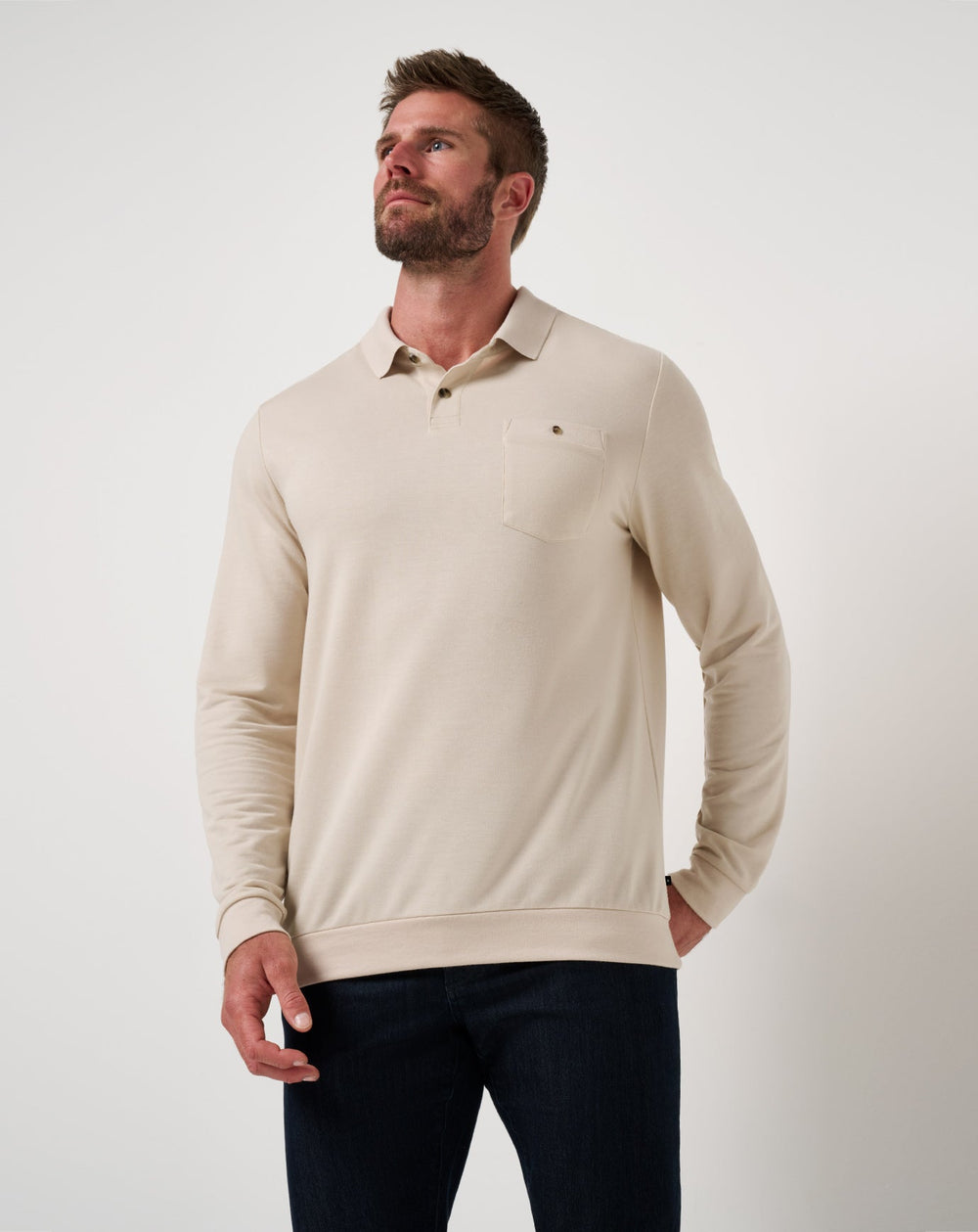 Italian Sand Travis Mathew December First Long Sleeve Polo
